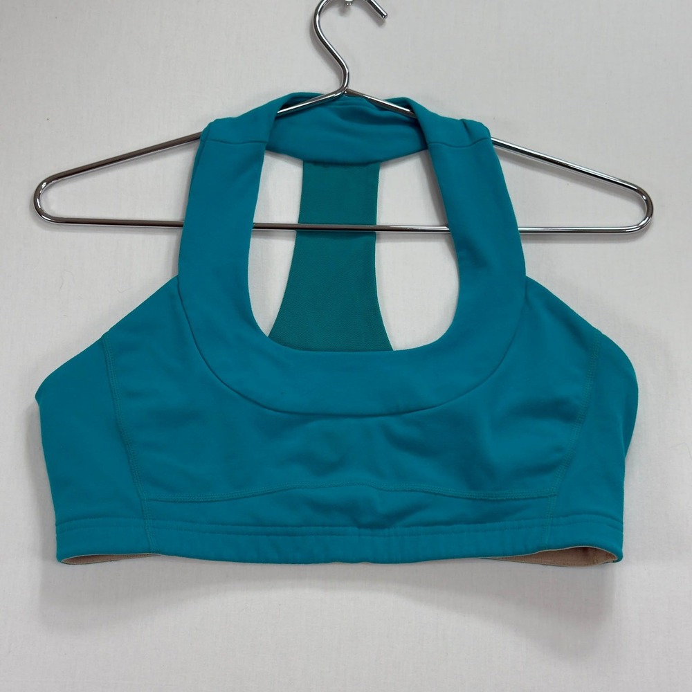 Lululemon Scoop Neck Sports Bra Teal Turquoise Racerback Yoga Size 10